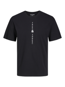 Jack & Jones Erkek Yatay Logo Baskılı Tişört - Relaxed -Black - 12249668