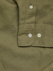 Jack & Jones Erkek Uzun Kollu Düz Renk Keten Gömlek - Ccmaze -Aloe - 12251024