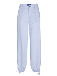 Jack & Jones Kadın Çizgili Rahat Kesim Keten Pantolon - Raya -Silver Lake Blue - 12251738