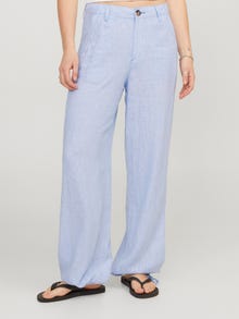 Jack & Jones Kadın Çizgili Rahat Kesim Keten Pantolon - Raya -Silver Lake Blue - 12251738