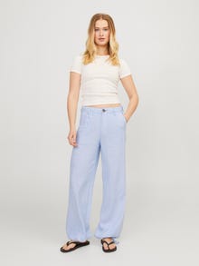 Jack & Jones Kadın Çizgili Rahat Kesim Keten Pantolon - Raya -Silver Lake Blue - 12251738