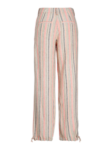 Jack & Jones Kadın Çizgili Rahat Kesim Keten Pantolon - Raya -Peach Echo - 12251738