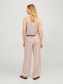 Jack & Jones Kadın Çizgili Rahat Kesim Keten Pantolon - Raya -Peach Echo - 12251738