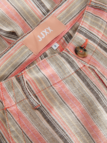 Jack & Jones Kadın Çizgili Rahat Kesim Keten Pantolon - Raya -Peach Echo - 12251738