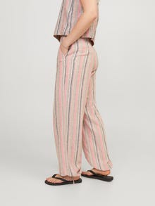 Jack & Jones Kadın Çizgili Rahat Kesim Keten Pantolon - Raya -Peach Echo - 12251738