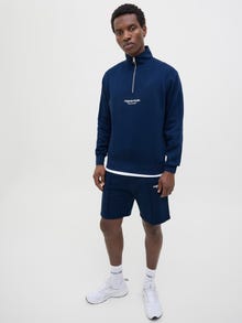 Jack & Jones Erkek Logo Baskılı Sweat Şort - Kane -Ocean Cavern - 12252251