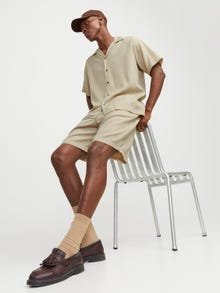 Jack & Jones Erkek Beli Lastikli Düz Renk Chino Şort - Karl Aaron -Fields Of Rye - 12253026