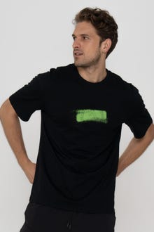Jack & Jones Erkek Göğüs Baskılı Kısa Kollu Tişört - Spray -Black - 12256272
