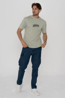 Jack & Jones Erkek Göğüs Baskılı Kısa Kollu Tişört - Spray -Desert Sage - 12256272