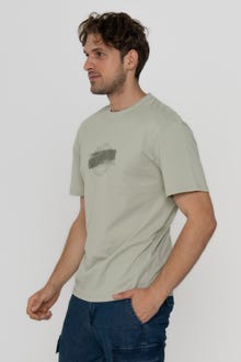 Jack & Jones Erkek Göğüs Baskılı Kısa Kollu Tişört - Spray -Desert Sage - 12256272