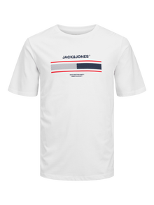 Jack & Jones Erkek Göğüs Logo Baskılı Tişört - South -White - 12256784