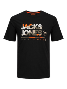 Jack & Jones Erkek Logo Baskılı Kısa Kollu Tişört - Luke -Black - 12256785