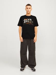 Jack & Jones Erkek Logo Baskılı Kısa Kollu Tişört - Luke -Black - 12256785