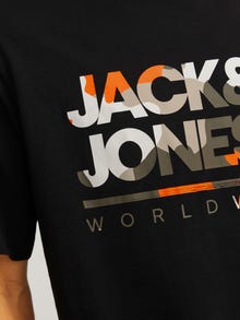 Jack & Jones Erkek Logo Baskılı Kısa Kollu Tişört - Luke -Black - 12256785