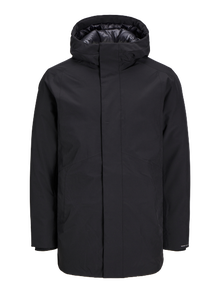 Jack & Jones Erkek Rüzgara Dayanıklı Kapüşonlu Parka - Keen -Black - 12258403