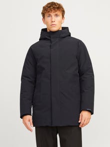 Jack & Jones Erkek Rüzgara Dayanıklı Kapüşonlu Parka - Keen -Black - 12258403