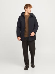 Jack & Jones Erkek Rüzgara Dayanıklı Kapüşonlu Parka - Keen -Black - 12258403