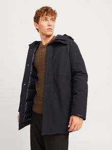 Jack & Jones Erkek Rüzgara Dayanıklı Kapüşonlu Parka - Keen -Black - 12258403