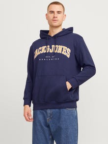 Jack & Jones Büyük Beden Logo Baskılı Sweatshırt - Caleb -Navy Blazer - 12258867