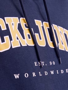Jack & Jones Büyük Beden Logo Baskılı Sweatshırt - Caleb -Navy Blazer - 12258867