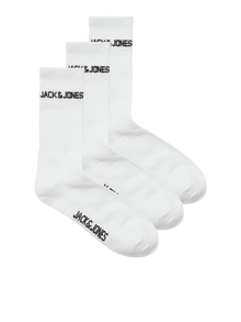 Jack & Jones Erkek Logo Detaylı 3'lü Çorap Paketi -White - 12260083