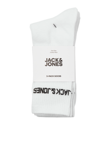 Jack & Jones Erkek Logo Detaylı 3'lü Çorap Paketi -White - 12260083