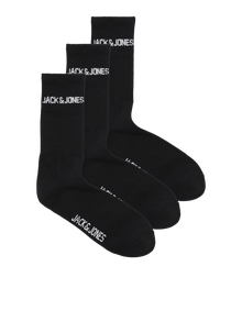 Jack & Jones Erkek Logo Detaylı 3'lü Çorap Paketi -Black - 12260083