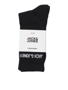 Jack & Jones Erkek Logo Detaylı 3'lü Çorap Paketi -Black - 12260083