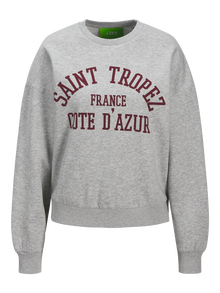 Jack & Jones Kadın Bisiklet Yaka Baskılı Sweatshırt -Merle -Light Grey Melange - 12260608
