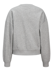 Jack & Jones Kadın Bisiklet Yaka Baskılı Sweatshırt -Merle -Light Grey Melange - 12260608