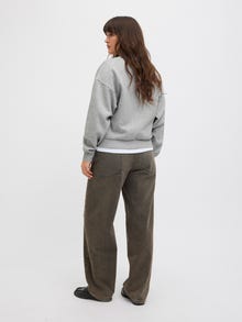 Jack & Jones Kadın Bisiklet Yaka Baskılı Sweatshırt -Merle -Light Grey Melange - 12260608