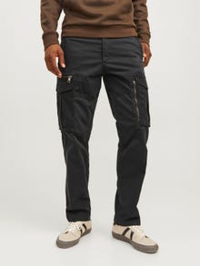 Jack & Jones Rahat Kalıp Orta bel Katlanmış etek uçları Kargo Pantolon -Black - 12260912