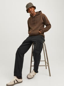 Jack & Jones Rahat Kalıp Orta bel Katlanmış etek uçları Kargo Pantolon -Black - 12260912