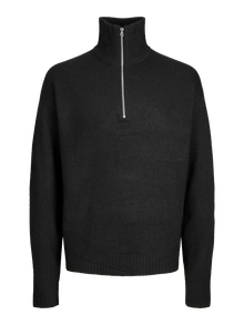 Jack & Jones Büyük Beden Yarım Fermuarlı Kazak - Ollıe -Black - 12263071