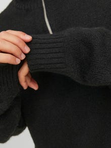 Jack & Jones Büyük Beden Yarım Fermuarlı Kazak - Ollıe -Black - 12263071