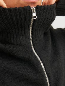 Jack & Jones Büyük Beden Yarım Fermuarlı Kazak - Ollıe -Black - 12263071