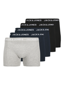 Jack & Jones Erkek Logolu Beli Lastikli 5'li Boxer Paketi - Anthony -Navy Blazer - 12263362