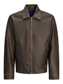 Jack & Jones Erkek Suni Deri Ceket - Brooklyn -Chocolate Brown - 12264581