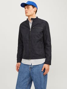 Jack & Jones Bisiklet Yaka Fermuarlı manşetler Bisikletçi -Jet Black - 12264806
