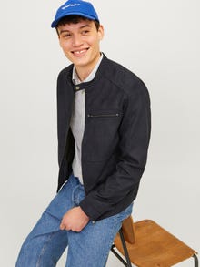 Jack & Jones Bisiklet Yaka Fermuarlı manşetler Bisikletçi -Jet Black - 12264806