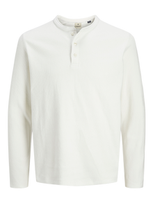 Jack & Jones Erkek Düğme Yaka Detaylı Tişört - Lutyrell -Cloud Dancer - 12266583