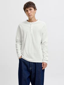 Jack & Jones Erkek Düğme Yaka Detaylı Tişört - Lutyrell -Cloud Dancer - 12266583