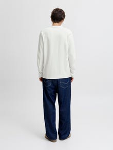Jack & Jones Erkek Düğme Yaka Detaylı Tişört - Lutyrell -Cloud Dancer - 12266583