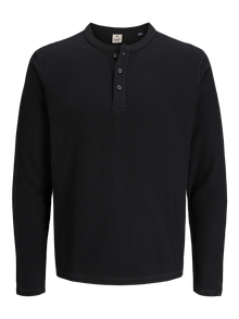 Jack & Jones Erkek Düğme Yaka Detaylı Tişört - Lutyrell -Black - 12266583