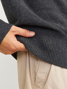 Jack & Jones Büyük Beden Uzun Kollu Kazak - Mason -Dark Grey Melange - 12267998