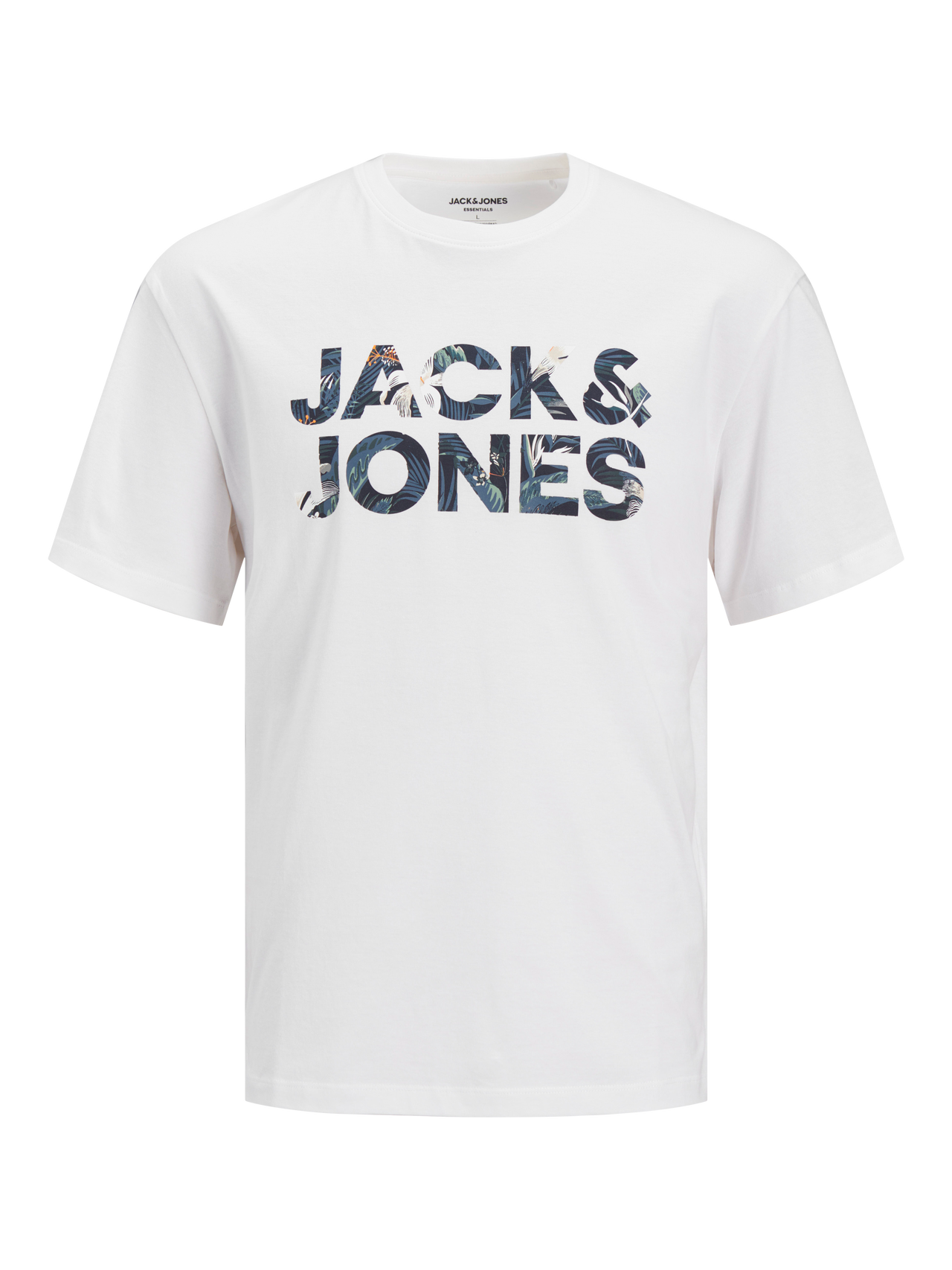Jack & Jones Erkek Bisiklet Yaka Baskılı Tişört - Bryan -White - 12268127