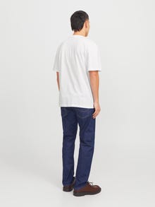 Jack & Jones Erkek Bisiklet Yaka Baskılı Tişört - Bryan -White - 12268127