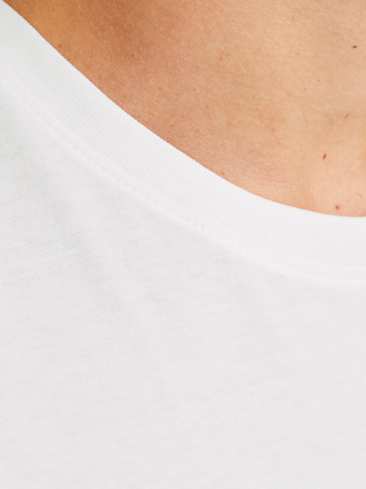 Jack & Jones Erkek Bisiklet Yaka Baskılı Tişört - Bryan -White - 12268127