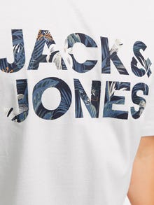 Jack & Jones Erkek Bisiklet Yaka Baskılı Tişört - Bryan -White - 12268127
