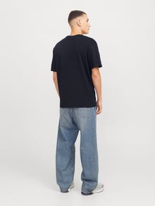 Jack & Jones Erkek Bisiklet Yaka Baskılı Tişört - Bryan -Sky Captain - 12268127